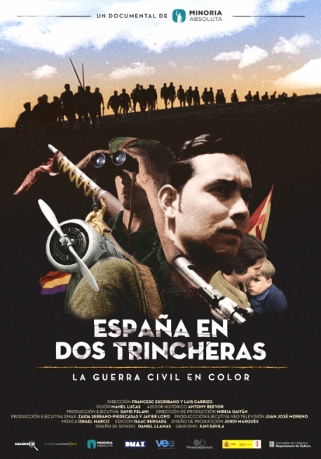 Cartel España en dos trincheras: la guerra civil en color